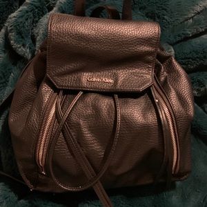 Calvin Klein Black Leather Backpack